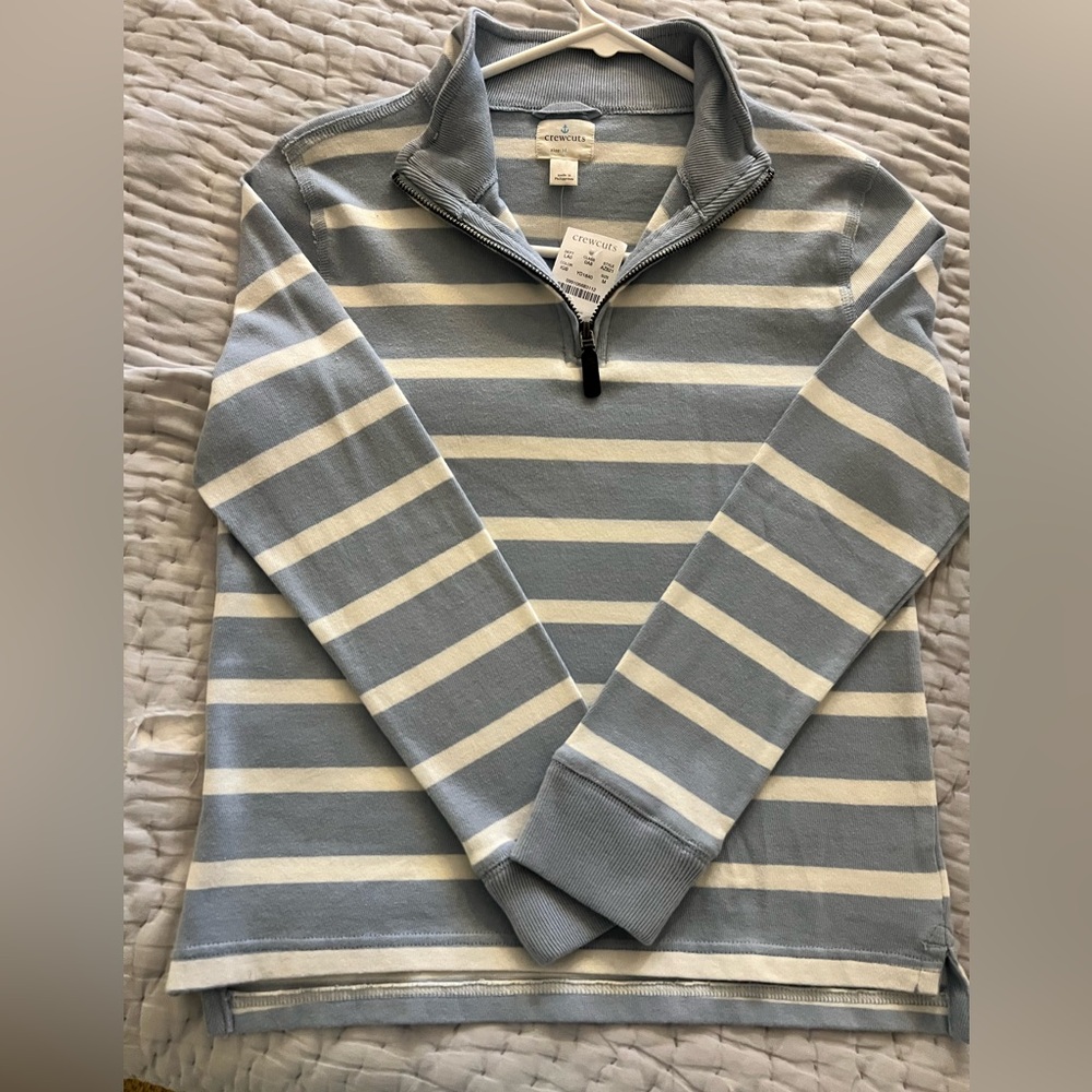 NWT Crewcuts Boys striped half zip pullover size M